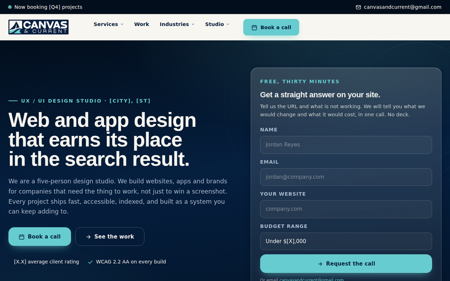 A · Deep Water homepage at 1280